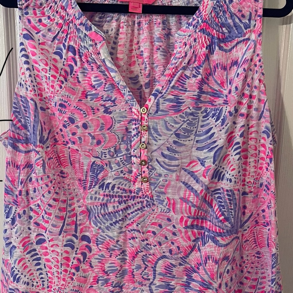 Lilly Pulitzer Pink and Purple Patterned Blouse